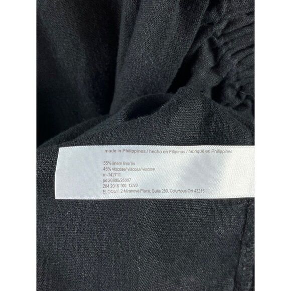 Eloquii Elements Linen Blend Tie Shoulder Ruffled Cropped Tank Top Black Size 18 - Picture 7 of 9
